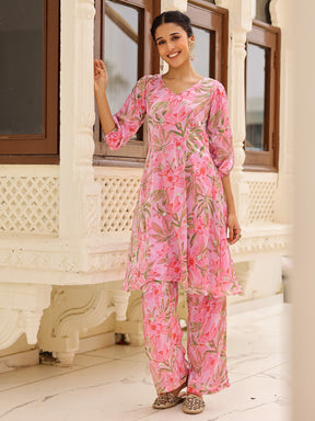 Pink Printed Kurta Set