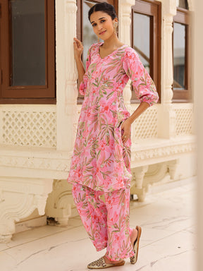 Pink Printed Kurta Set