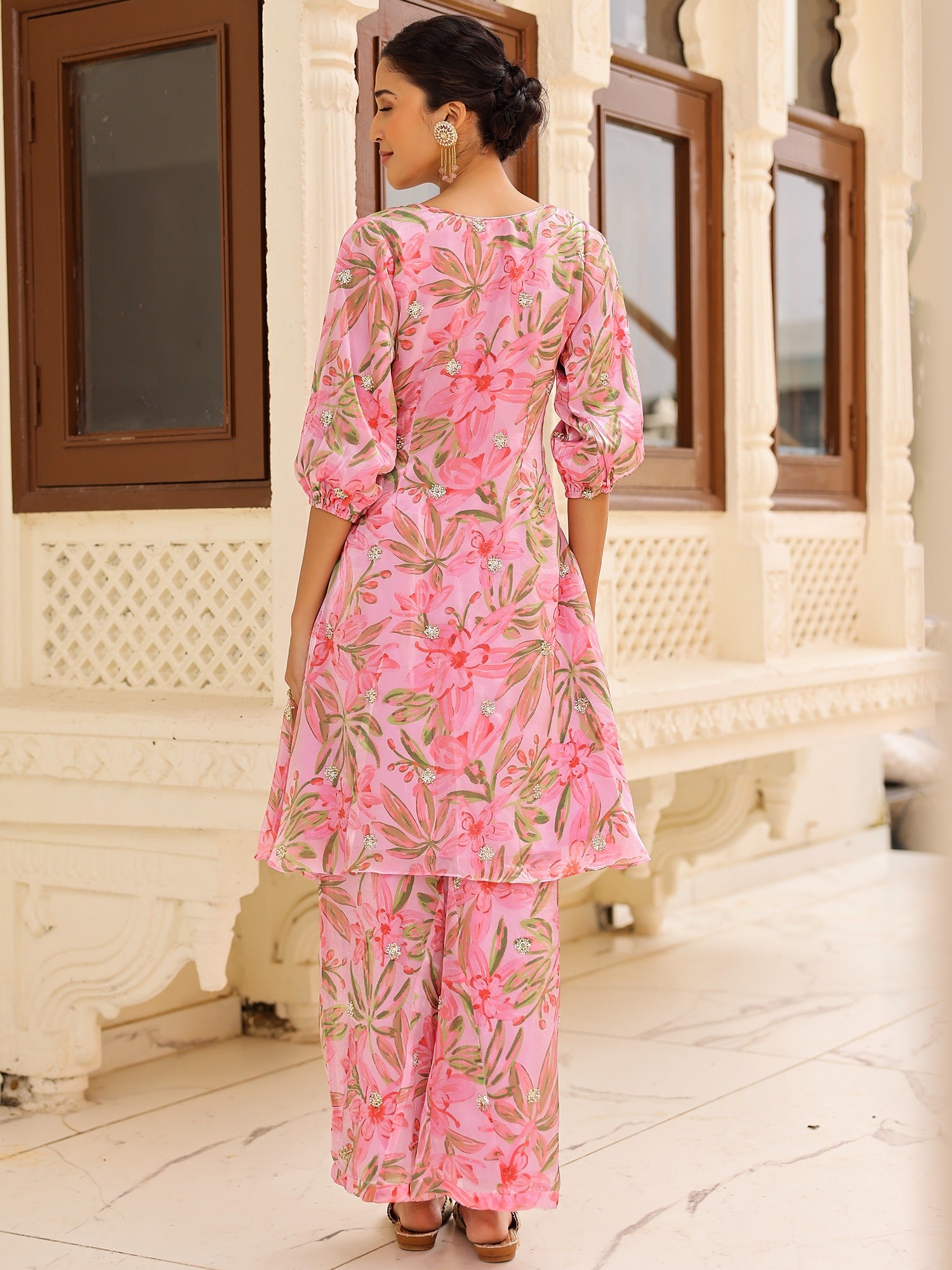 Pink Printed Kurta Set