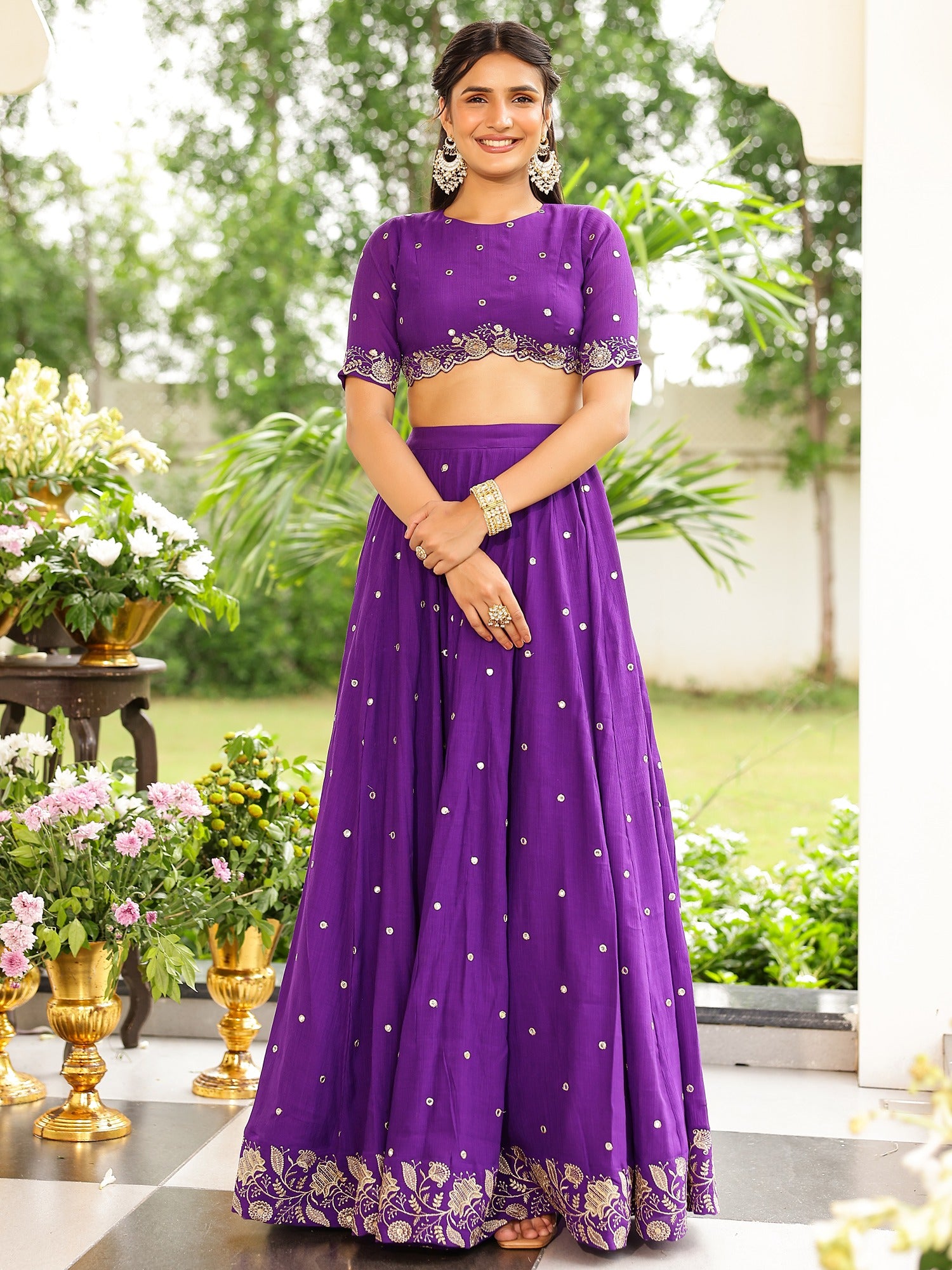 Purple Western Lehenga Set