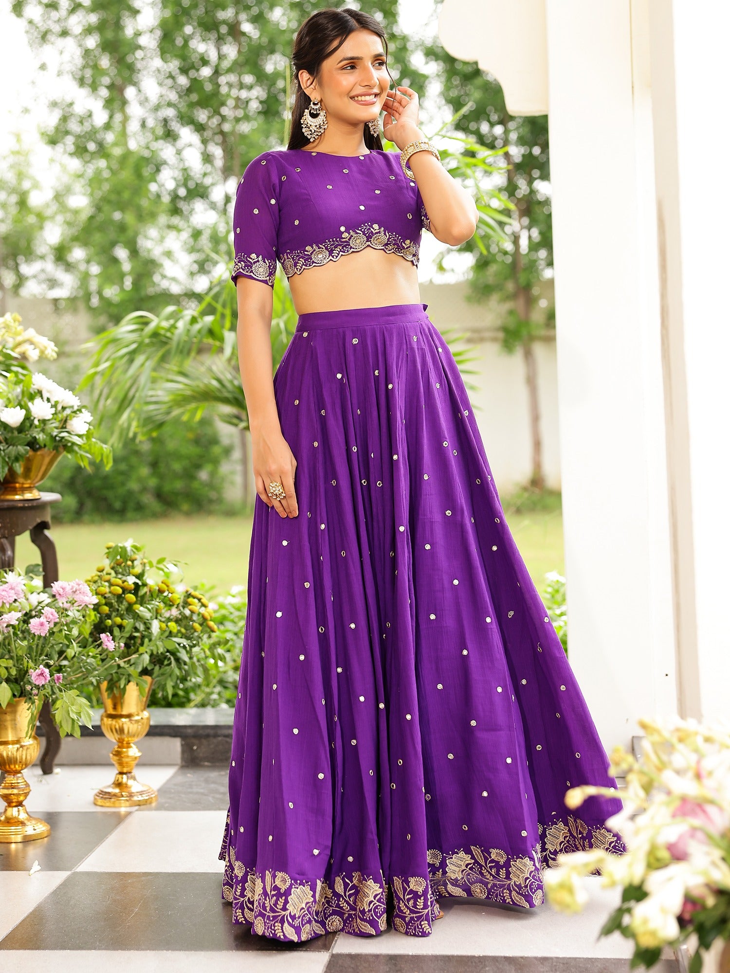 Purple Western Lehenga Set