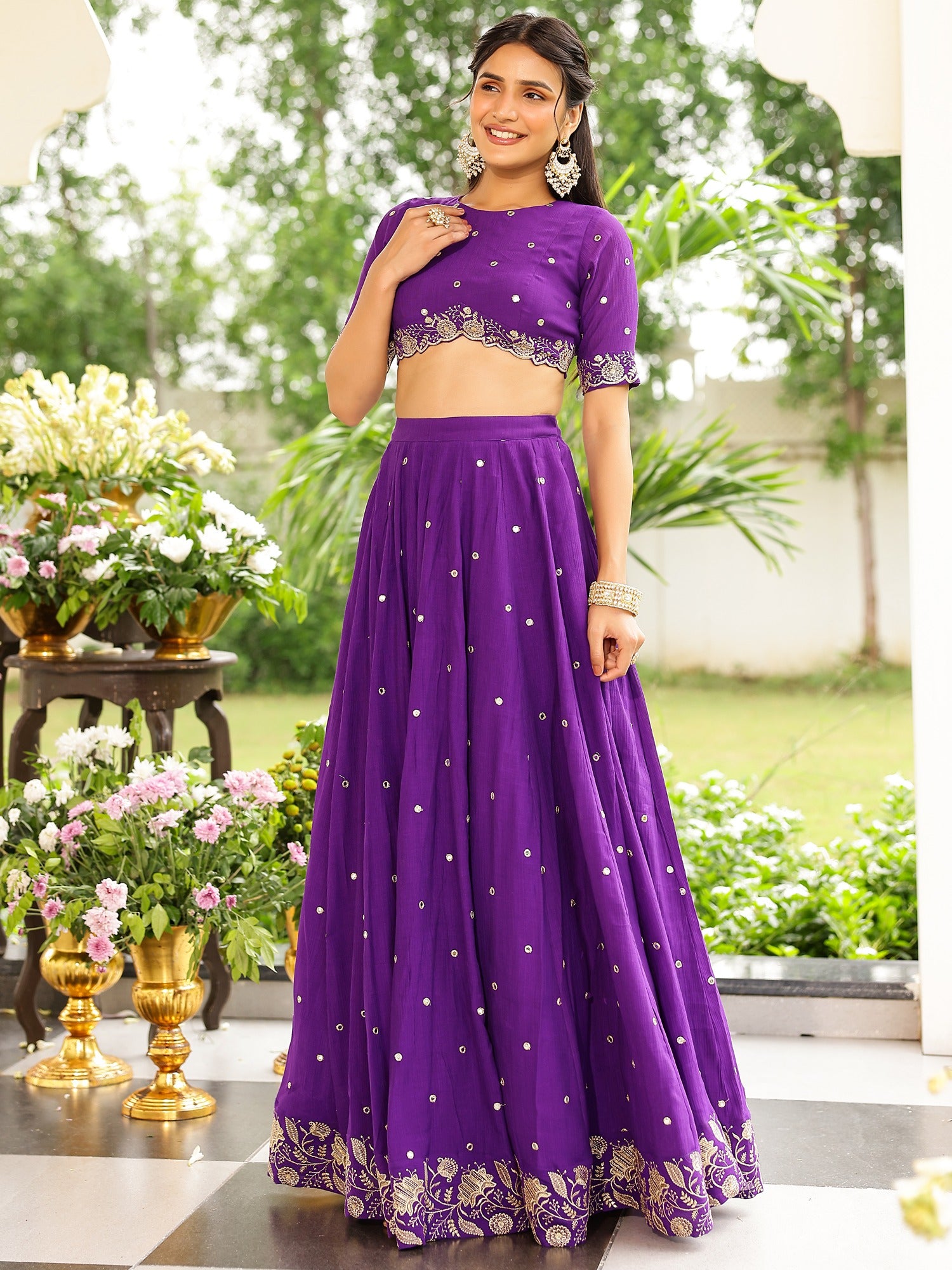 Purple Western Lehenga Set
