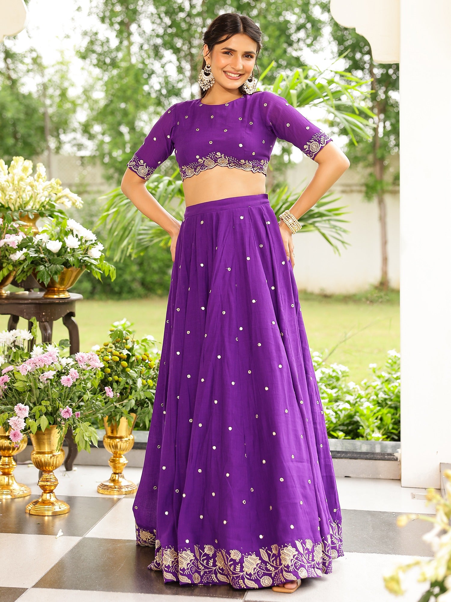 Purple Western Lehenga Set