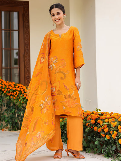 Rust Orange Printed Kurta Set