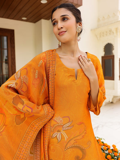 Rust Orange Printed Kurta Set