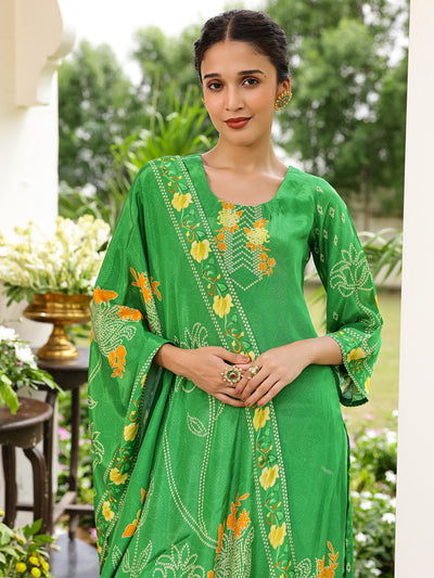 Green Printed Kurta Set