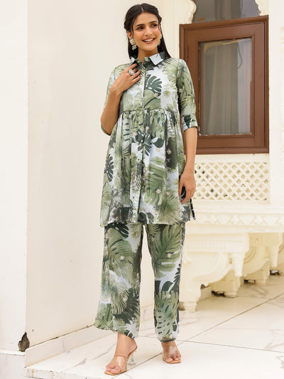 Green Printed Kurta Set