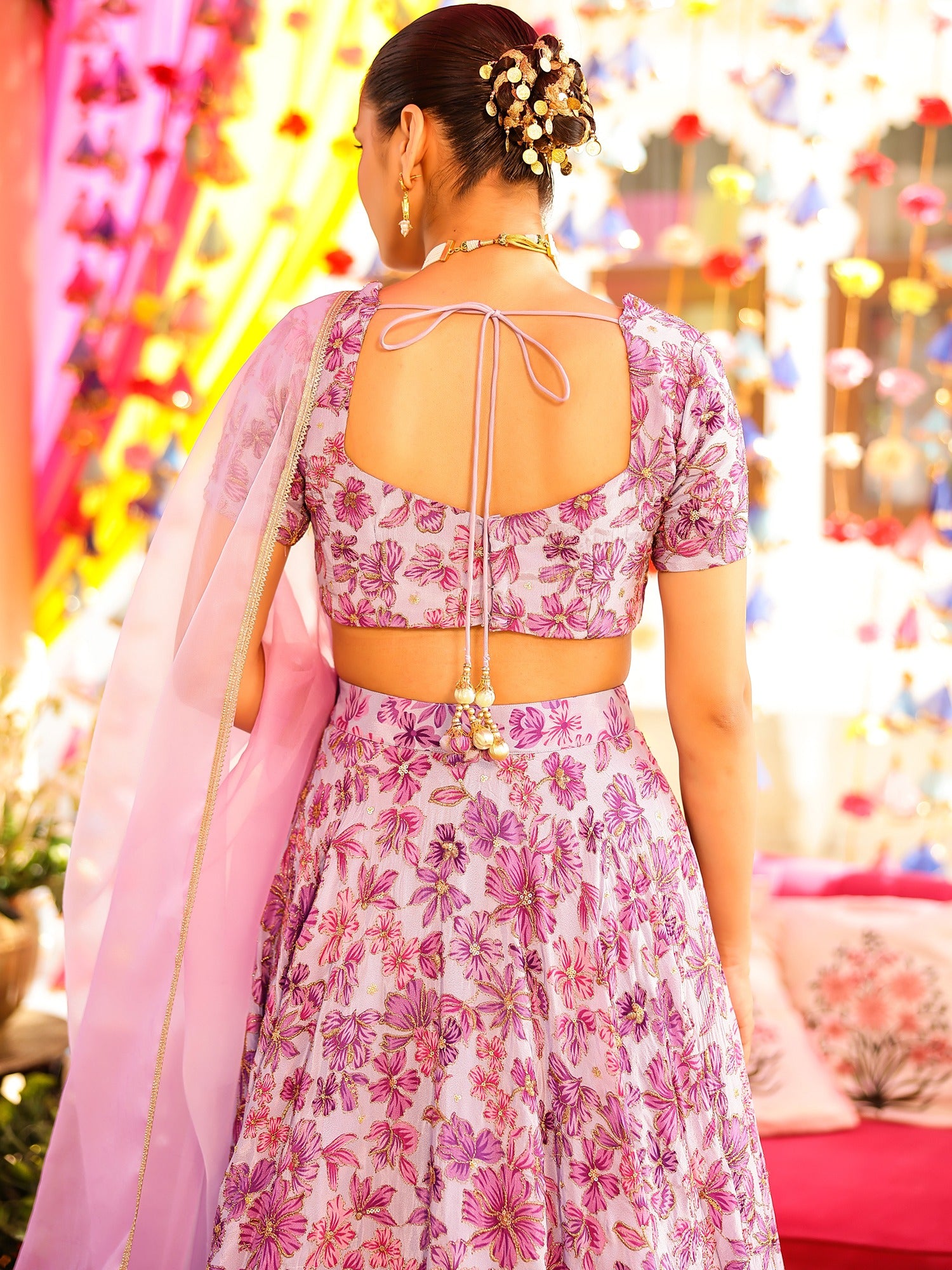 Lavender Printed Lehenga Set