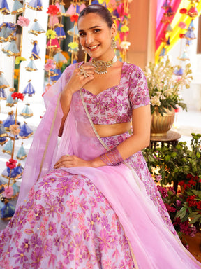 Lavender Printed Lehenga Set