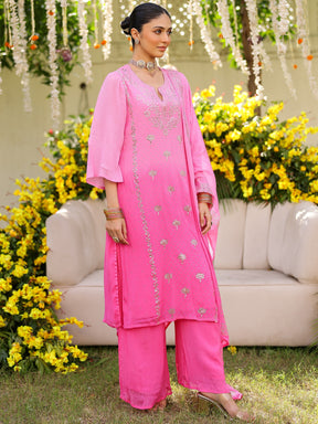 Pink Mukaish Kurta Set
