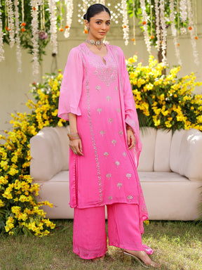Pink Mukaish Kurta Set