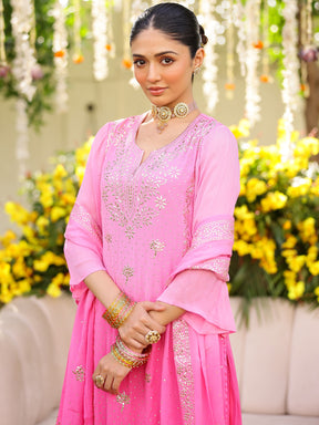 Pink Mukaish Kurta Set