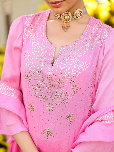 Pink Mukaish Kurta Set