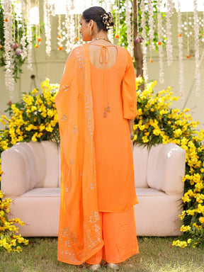 Orange Mukaish Kurta Set