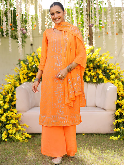 Orange Mukaish Kurta Set