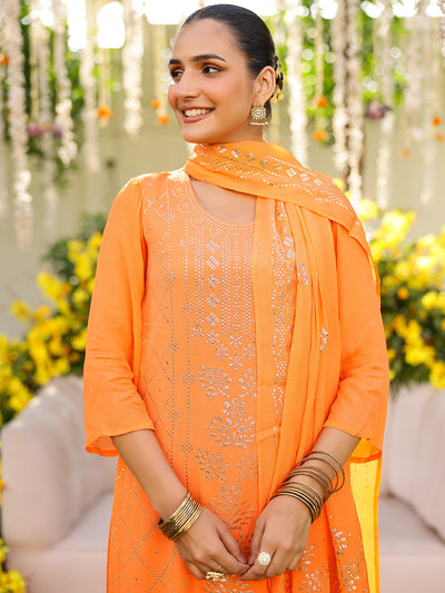 Orange Mukaish Kurta Set