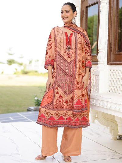 Brown Printed Kurta Set