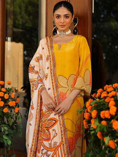 Yellow Printed Kurta Set