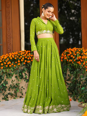 Green Western Lehenga Set