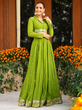 Green Western Lehenga Set
