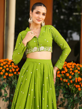Green Western Lehenga Set