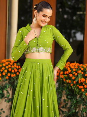 Green Western Lehenga Set