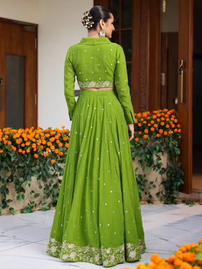 Green Western Lehenga Set