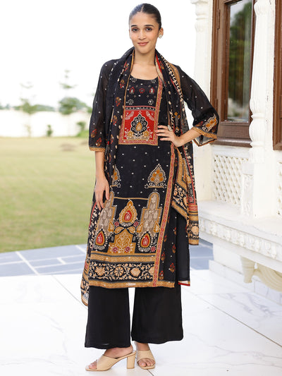 Black Printed Kurta Set