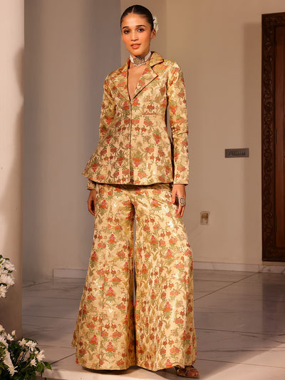 Kimkhab Beige Coat Set