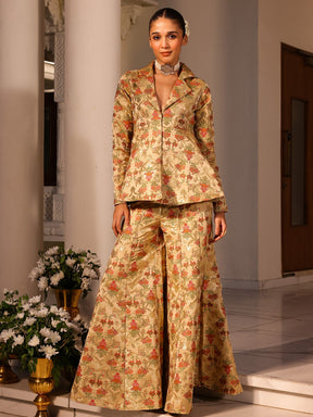 Kimkhab Beige Coat Set