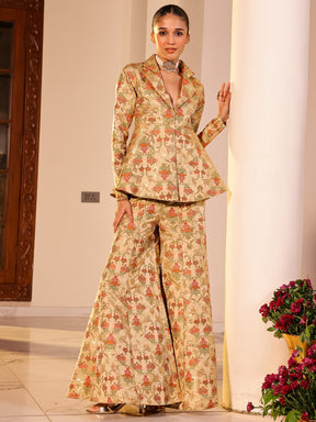 Kimkhab Beige Coat Set