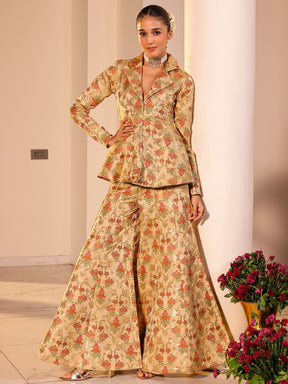 Kimkhab Beige Coat Set
