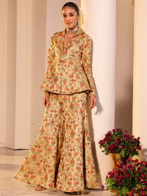 Kimkhab Beige Coat Set