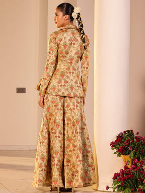 Kimkhab Beige Coat Set