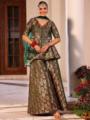 Kimkhab Green Gharara Set