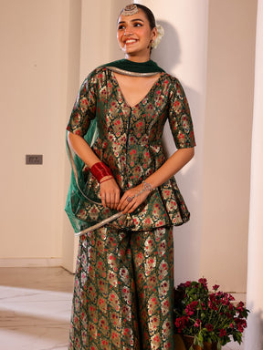 Kimkhab Green Gharara Set