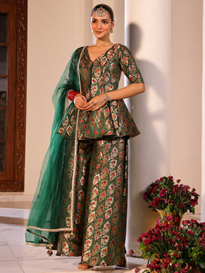 Kimkhab Green Gharara Set
