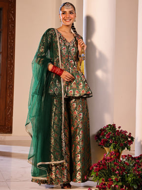 Kimkhab Green Gharara Set
