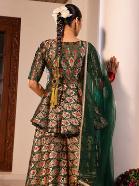 Kimkhab Green Gharara Set