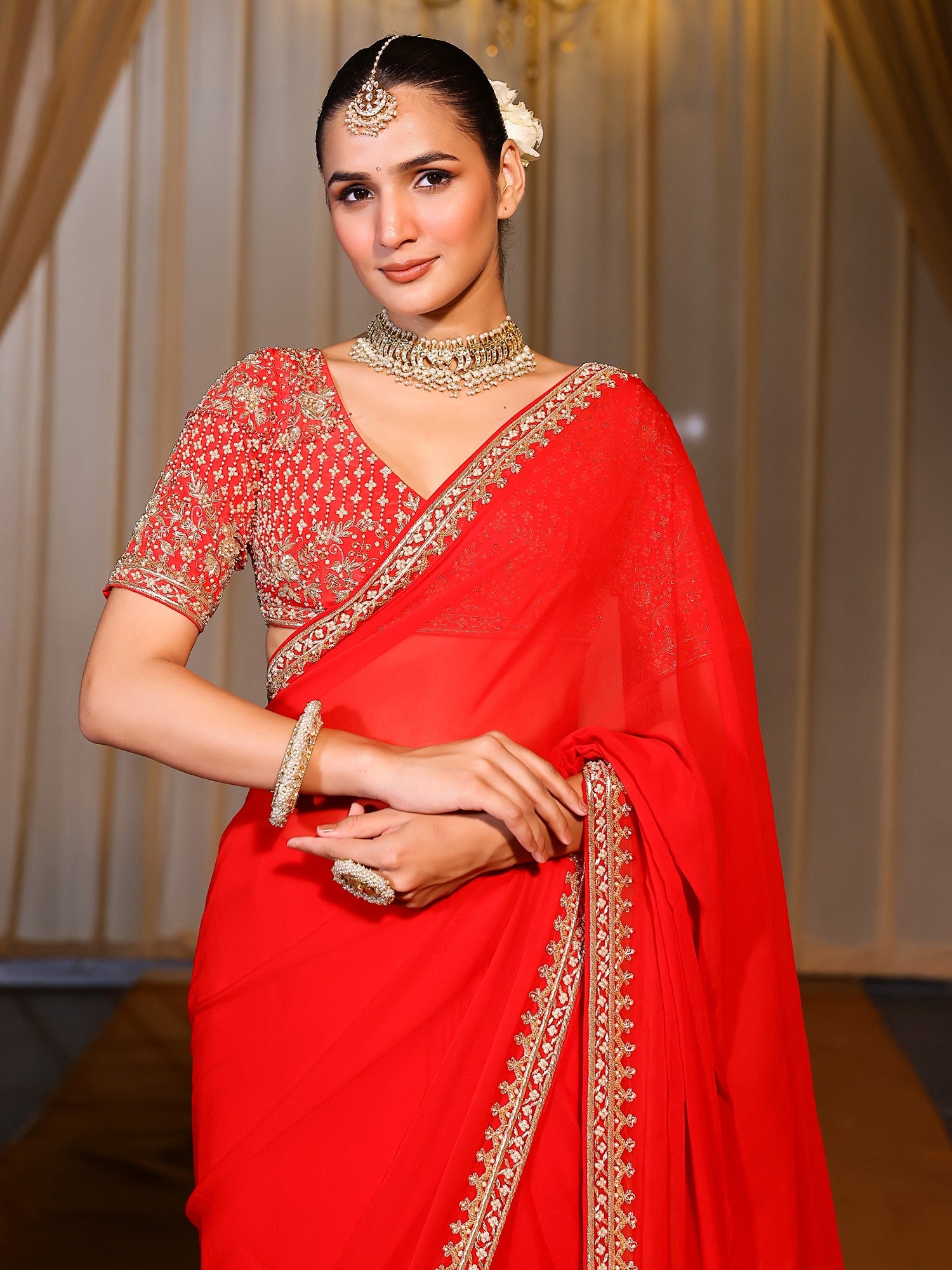 Deepa Red Handwork Saree