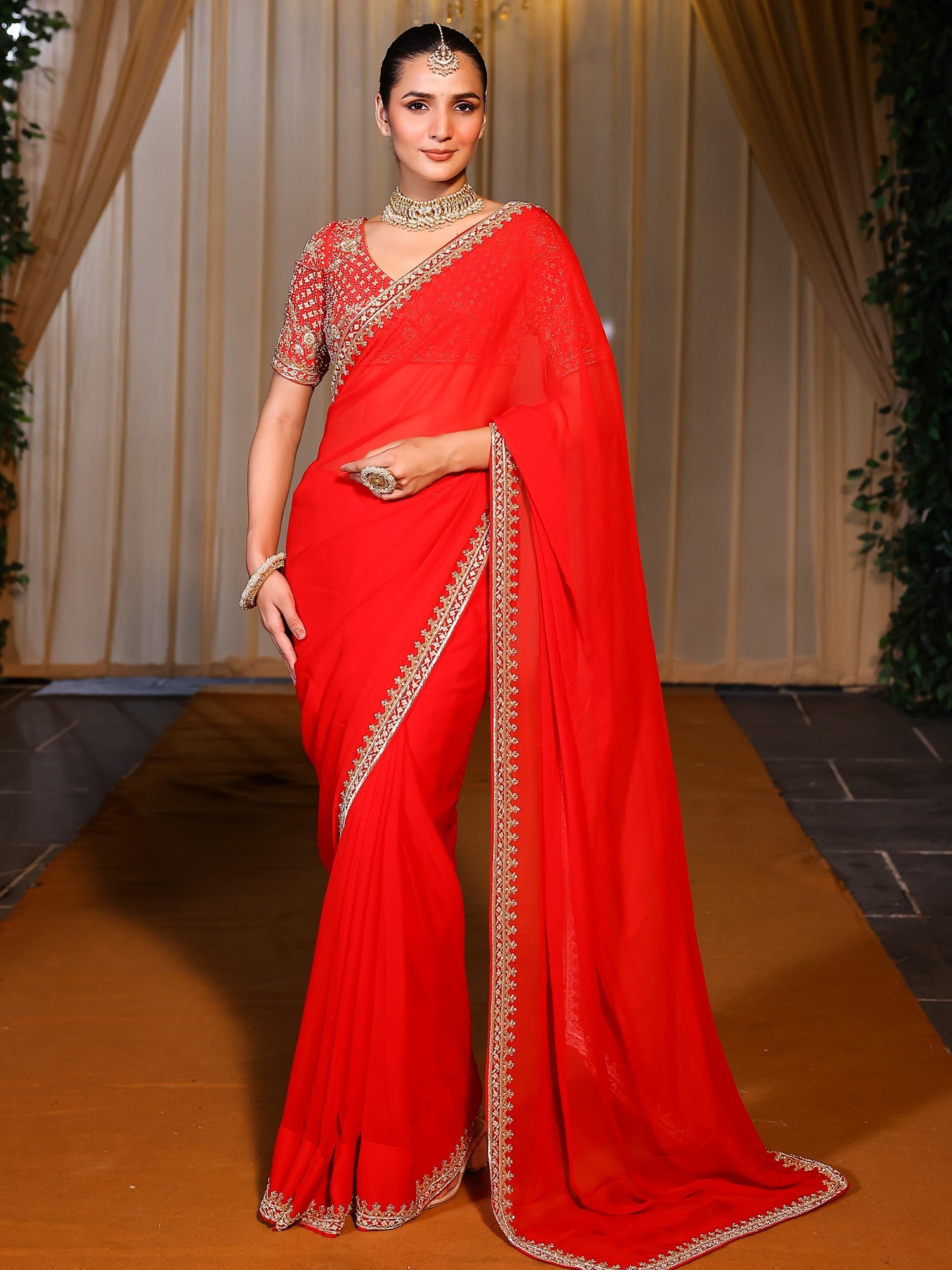 Deepa Red Handwork Saree