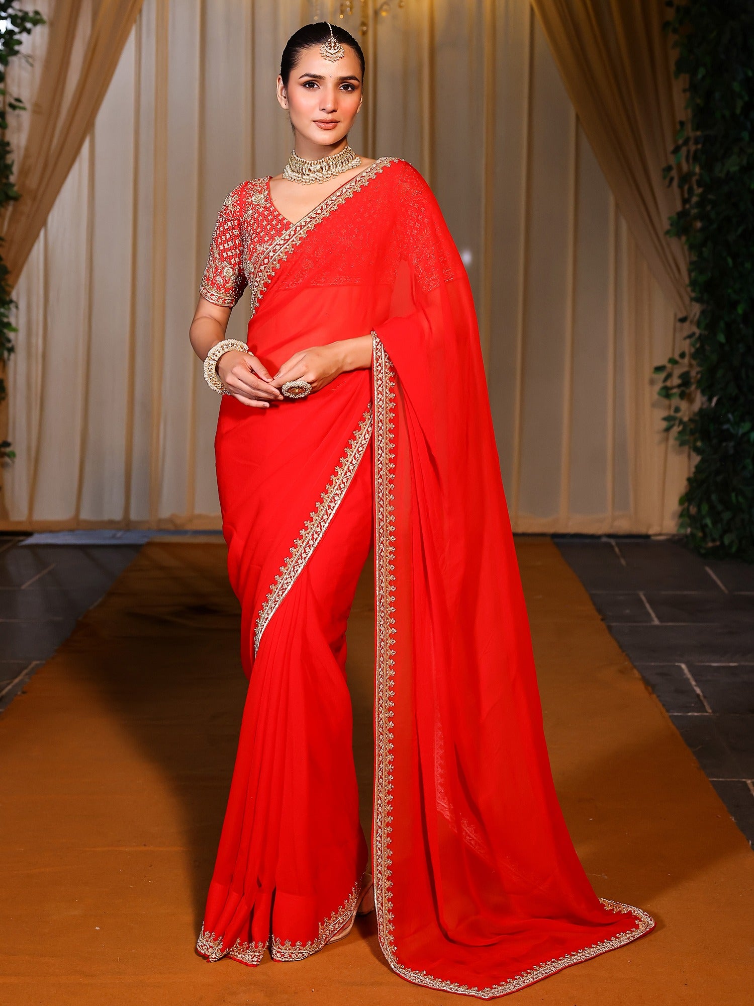 Deepa Red Handwork Saree