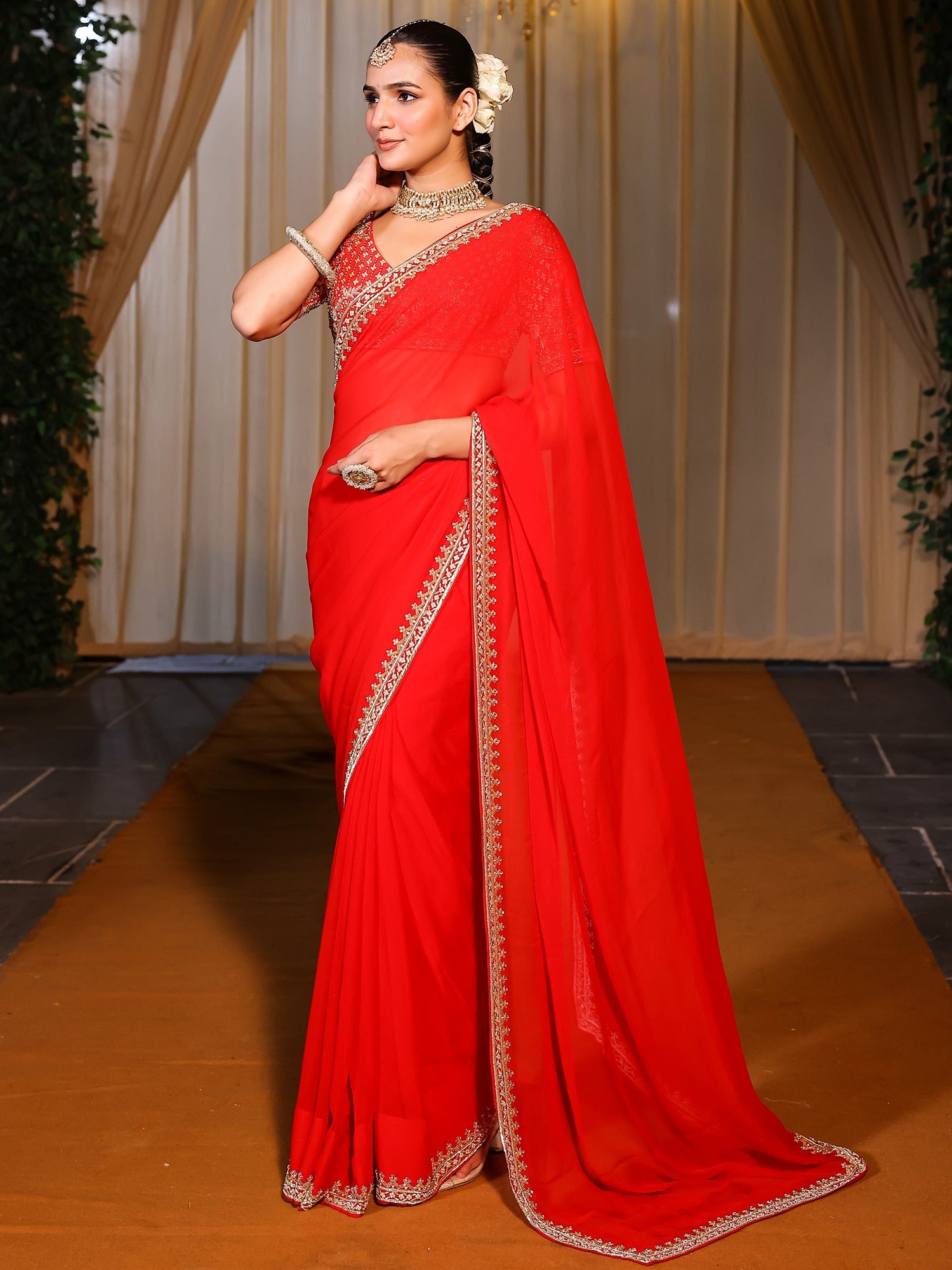 Deepa Red Handwork Saree