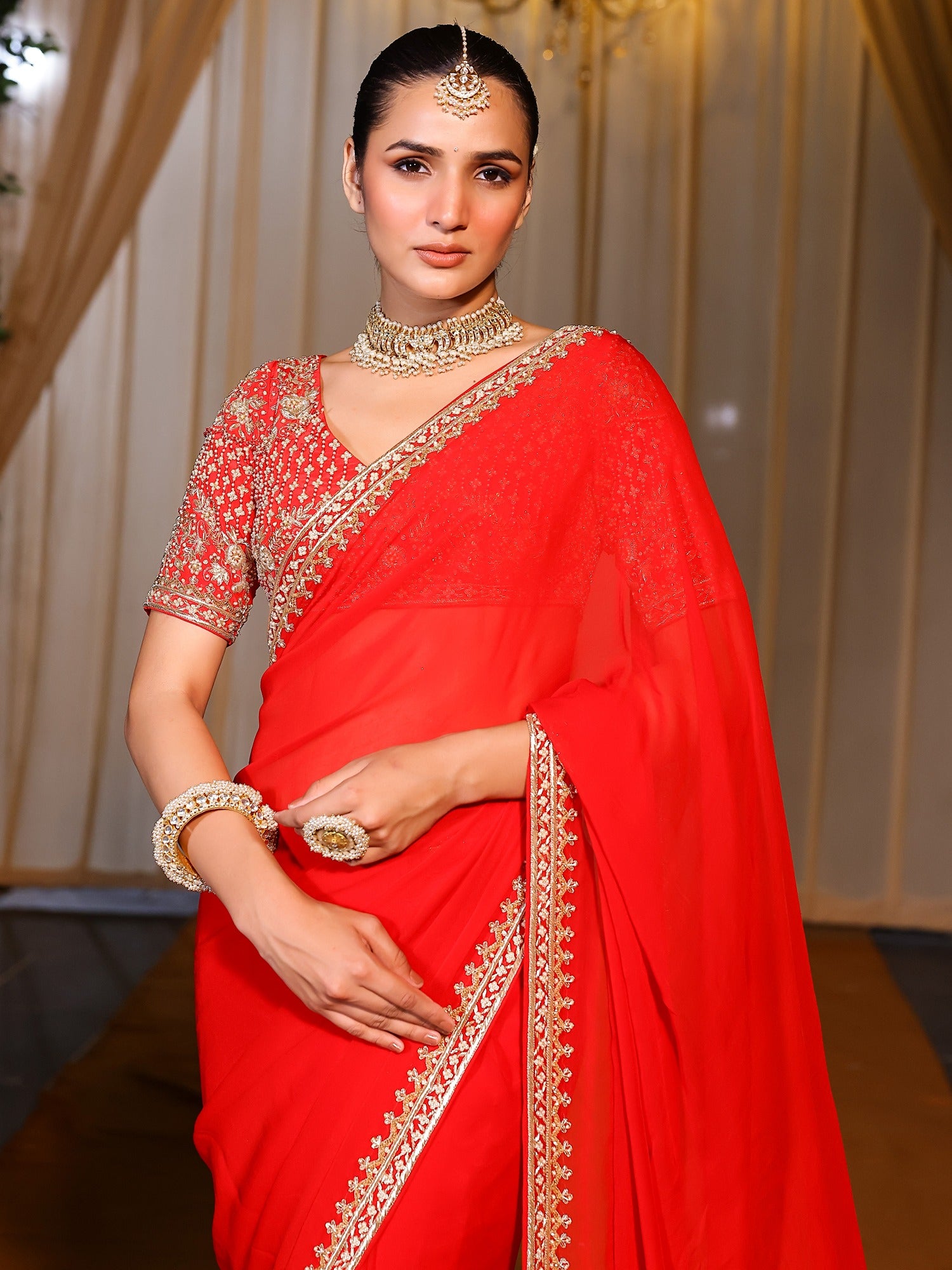 Deepa Red Handwork Saree