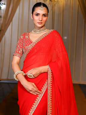 Deepa Red Handwork Saree