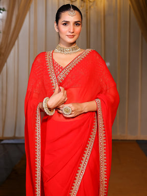 Deepa Red Handwork Saree