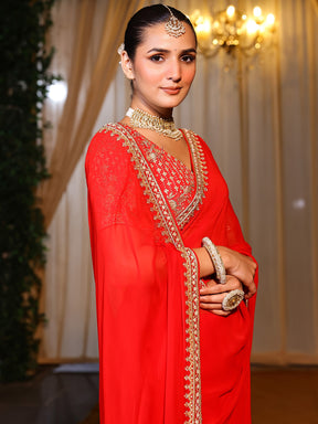 Deepa Red Handwork Saree