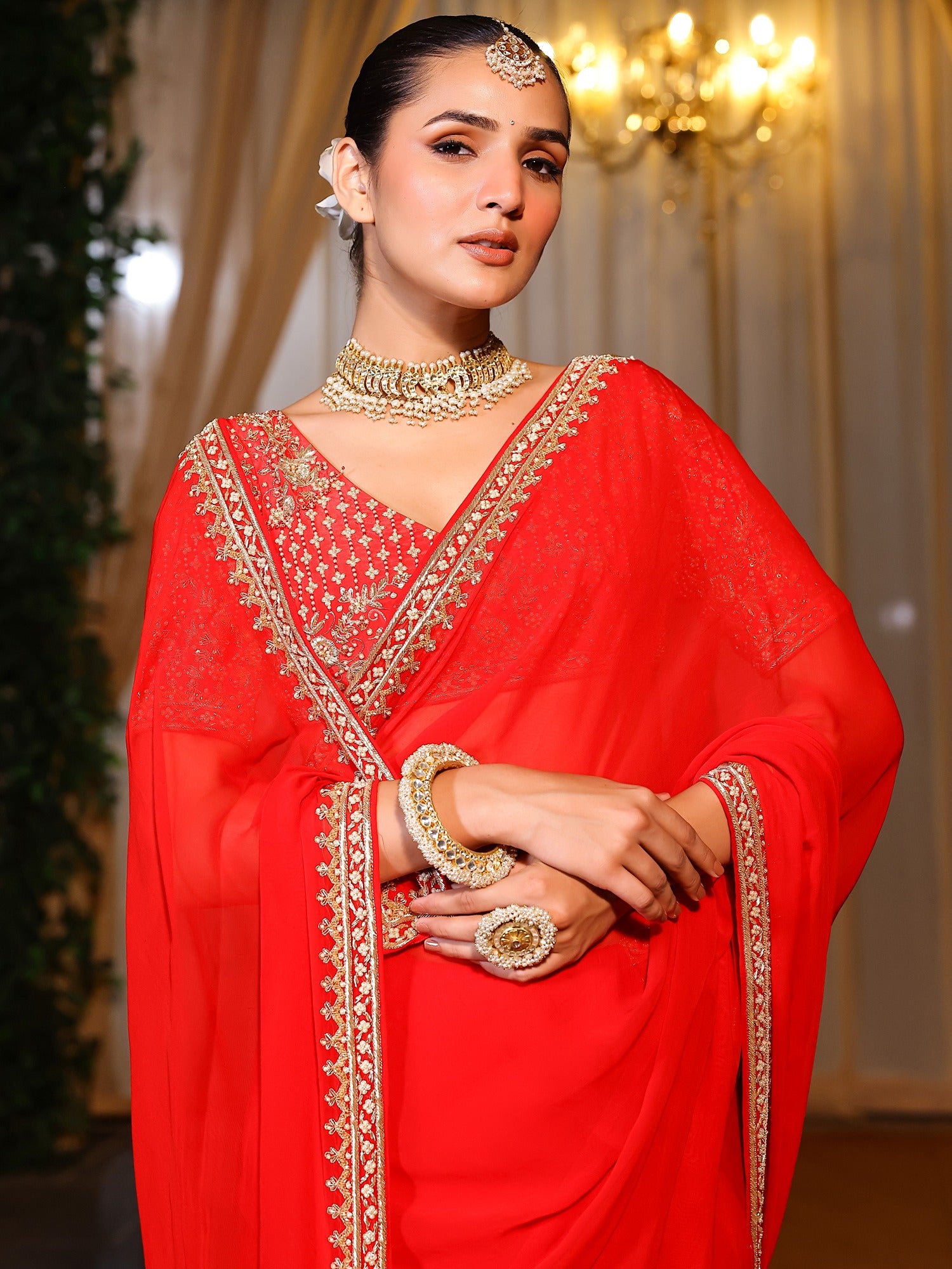 Deepa Red Handwork Saree