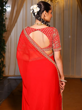 Deepa Red Handwork Saree