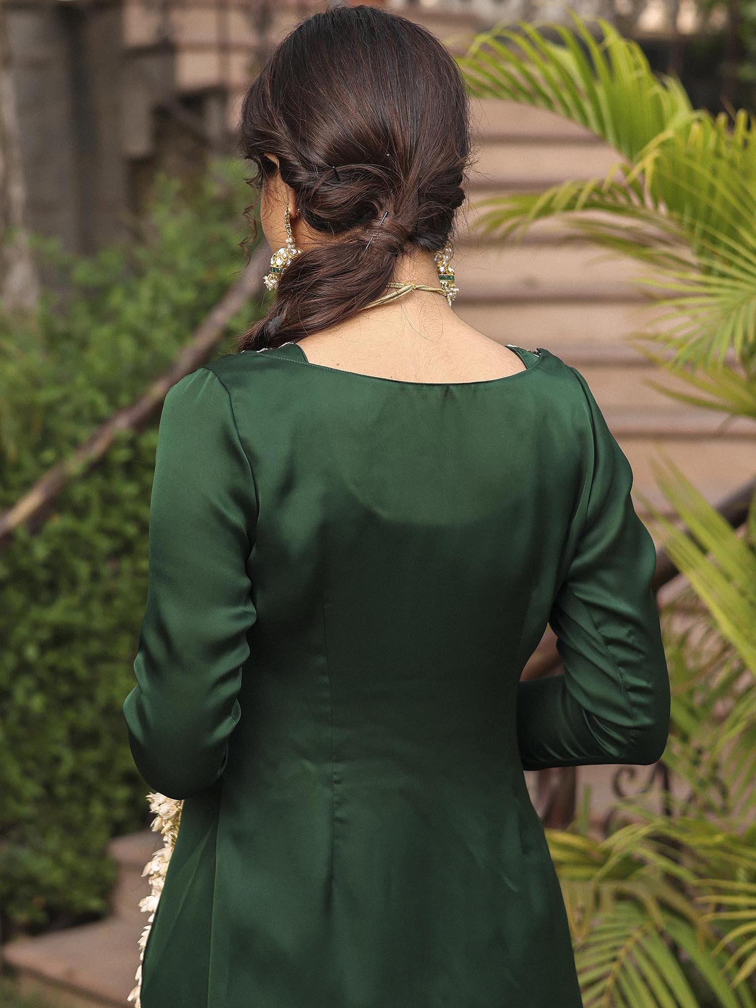 BOTTLE GREEN SHARARA SET